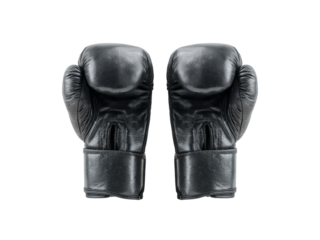 Black leather boxing gloves isolated on black background, Isolated On White Background, Png Transparent