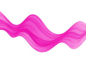 Pink fluid wave flowing on transparent background, abstract liquid form, dynamic curved shape, artistic design element