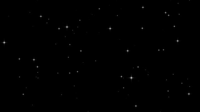 Cosmic starry sky with twinkling stars shining dark black background animation 4k footage fairy flashing starlight chroma key green alpha channel