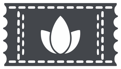 Coupon with Lotus Flower in Center Isolated.  Perforated Edge Ticket Voucher for Wellness or Meditation. Cut Out