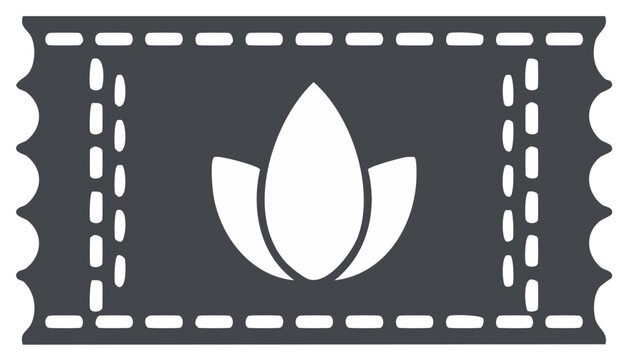 Coupon with Lotus Flower in Center Isolated.  Perforated Edge Ticket Voucher for Wellness or Meditation. Cut Out