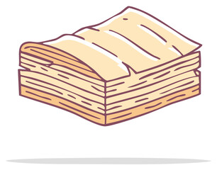 Stack of Folded Paper or Fabric Sheets With Hand Drawn Style