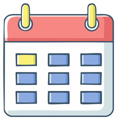 Colorful doodle style calendar with a single highlighted day perfect for time management