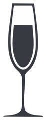 Dark Silhouette of a Full Champagne Flute Glass