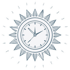 Stylized Sun Clock Face with Rays Illustration