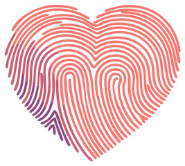 Abstract Heart Shaped Fingerprint Symbolizing Love and Identity