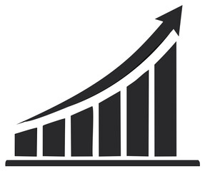 Rising Bar Chart with Arrow Icon Growth Indicator Progress Report Success Improvement