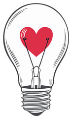 Red Heart Inside Light Bulb Illustration Symbolizing Love Idea