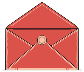 Stylish Salmon Envelope with Seal Invitation Correspondence Design Graphic