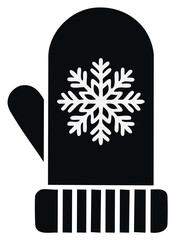 Black mitten with snowflake decoration in winter graphic