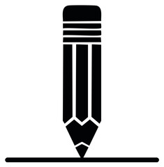 Stylized Black Pencil Drawing a Horizontal Line Icon Representing Education Creativity and Design