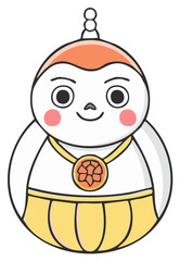 Cute traditional Japanese roly poly doll character illustration