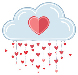 Heart Rain from Cloud  Concept for Love Romance and Valentines Day Graphics