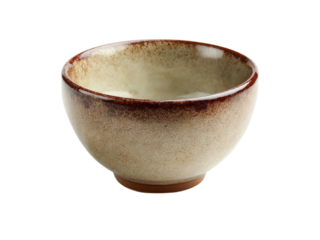 Small ceramic bowl beige brown rustic kitchenware, Isolated On White Background, Png Transparent