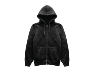 Black zip up hoodie sweatshirt mockup isolated on black background, Isolated On White Background, Png Transparent