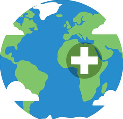 Global health care and medical support concept with earth icon vector