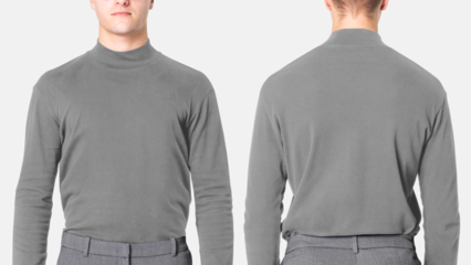 Turtleneck png shirt mockup transparent men’s casual business wear