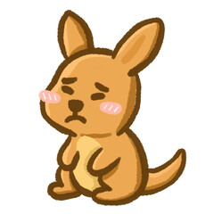 Sad Kangaroo Cute Chibi Animal Character Illustration Drawing