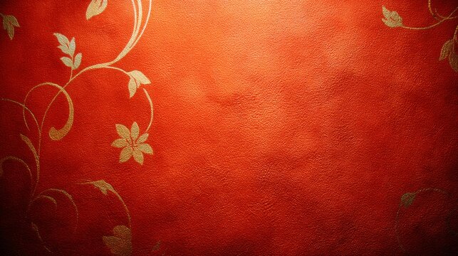 Richly colored red floral ornamental wallpaper with delicate swirls and texture for elegant backgrounds and design