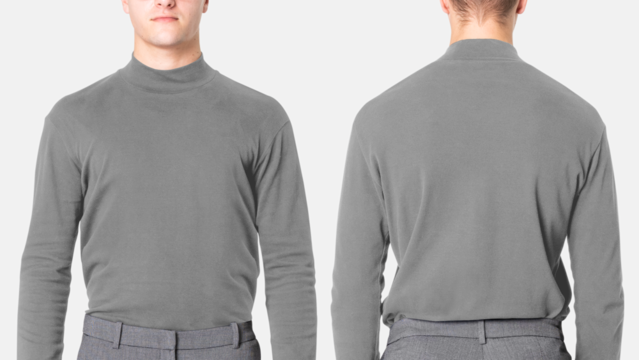 Turtleneck png shirt mockup transparent men’s casual business wear