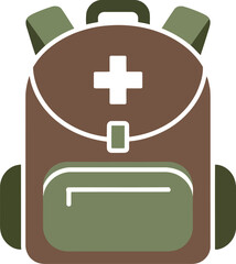 Obraz premium First aid kit backpack medical emergency survival gear vector