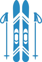 Blue skis and poles winter sports equipment icon vector illustration vector