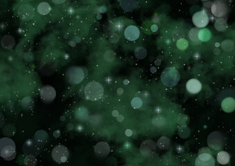 キラキラ星が緑色に輝く幻想的な夜空