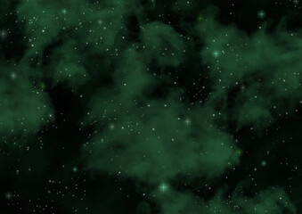 キラキラ星が緑に輝く夜空