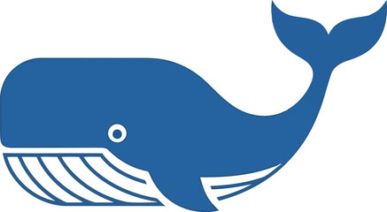 Vibrant blue whale silhouette minimalist ocean icon vector