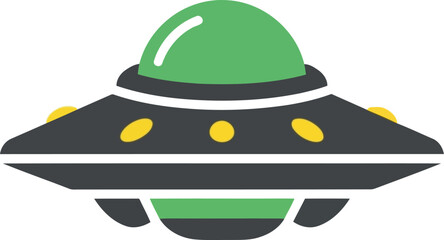 Green ufo flying saucer icon sci fi space alien spaceship technology vector
