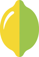 Bright yellow and green lemon graphic simple flat design vector