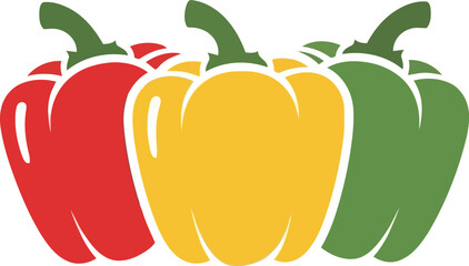 Vibrant bell peppers red yellow green fresh produce healthy food vector