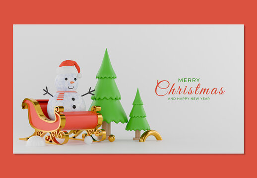 3D Render Christmas and New Year Holiday Background Mockup