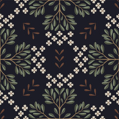 Geometric plant design in dark tones.