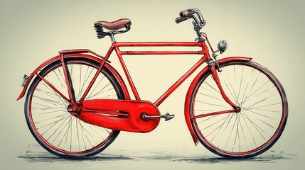 Vintage red bicycle illustration.