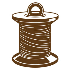 Isolated vector illustration of a classic wooden spool of sewing thread design