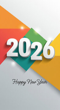 Abstract 2026 New Year Banner: Dynamic Vertical Greeting Vector