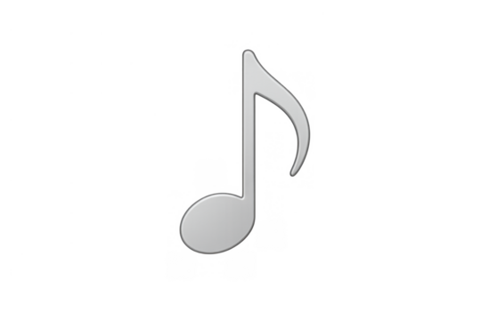 Music note symbol featuring 3d style, representing sound, melody, rhythm, and audio media on transparent background