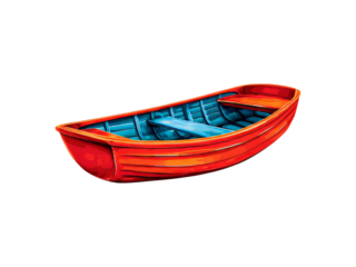 Red rowboat isolated on black background nautical vessel, Isolated On White Background, Png Transparent