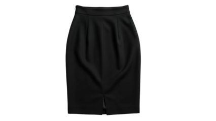 Classic black pencil skirt photographed against a solid dark background