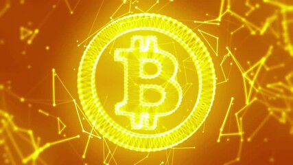 Motion graphic of digital money icons linked on grid mesh and line connection - Powered by Adobe