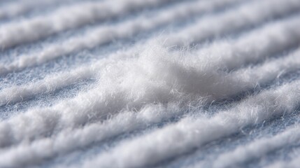 Obraz premium Closeup macro shot of soft white cotton threads with smooth textured background and delicate shadows, featuring copy space on the left for design or text