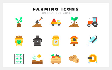 15 Farming Flat icons pack. vector illustration.