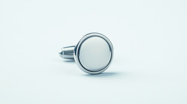 Elegant silver cufflink with a polished surface on a light background showcasing classic fashion accessories for men