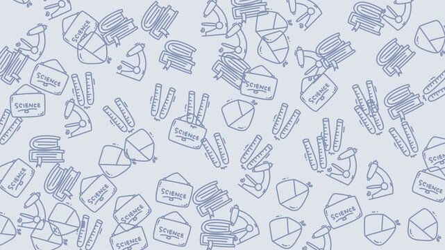 Science Education Background with Microscope Test Tubes and Books