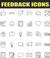 Feedback and Testimonial Outline Icons – Clean Minimal Vector Design.