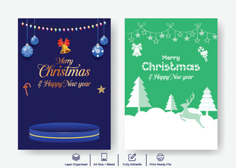 Christmas Holiday Sale Discount A4 Print Poster Flyer Template, Happy New Year Celebration Party Invitation, Editable Modern Promotion Brochure Festive Background Design