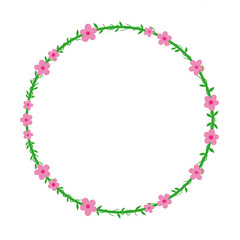 Floral Circle Frame with Leaves and Flowers.eps