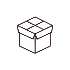 Minimalist vector illustration of a gift box in a linear outline