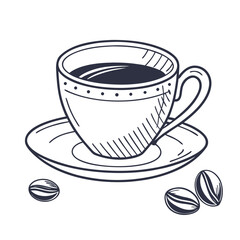 cup of coffee with beans